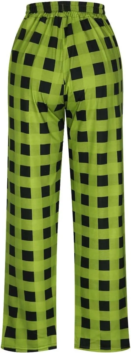 Men Sweatpants Plaid Print Drawstring Sleep Bottoms Lounge Soft Sleep Pants Vintage Sports Palazzo Pant with Pockets
