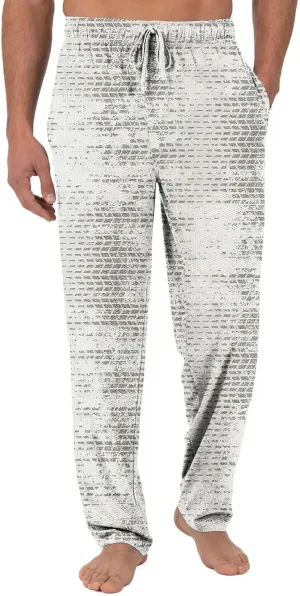 Men's Casual Drawstring Print Pants Fashion Lightweight Jogger Pants Elastic Waist Straight Leg Trouser with Pockets