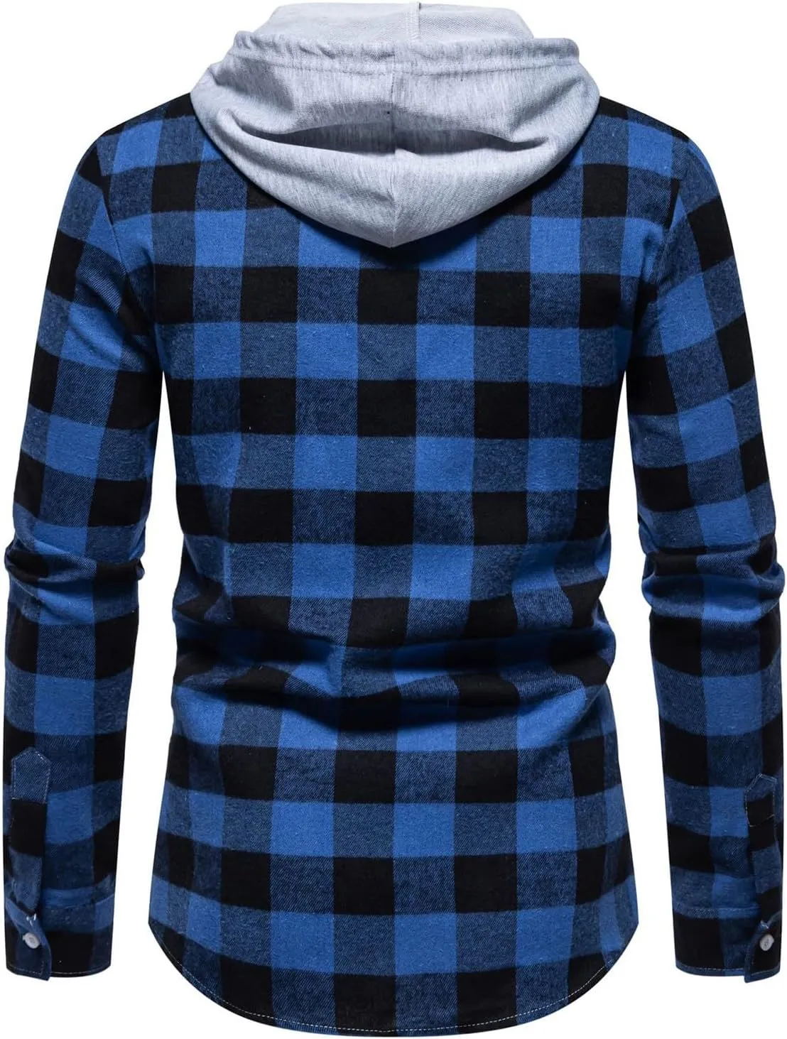 Mens Flannel Shirts Long Sleeve Plaid Lightweight Hooded Flannel Shirt Jacket Casual Button Down Fall Shacket