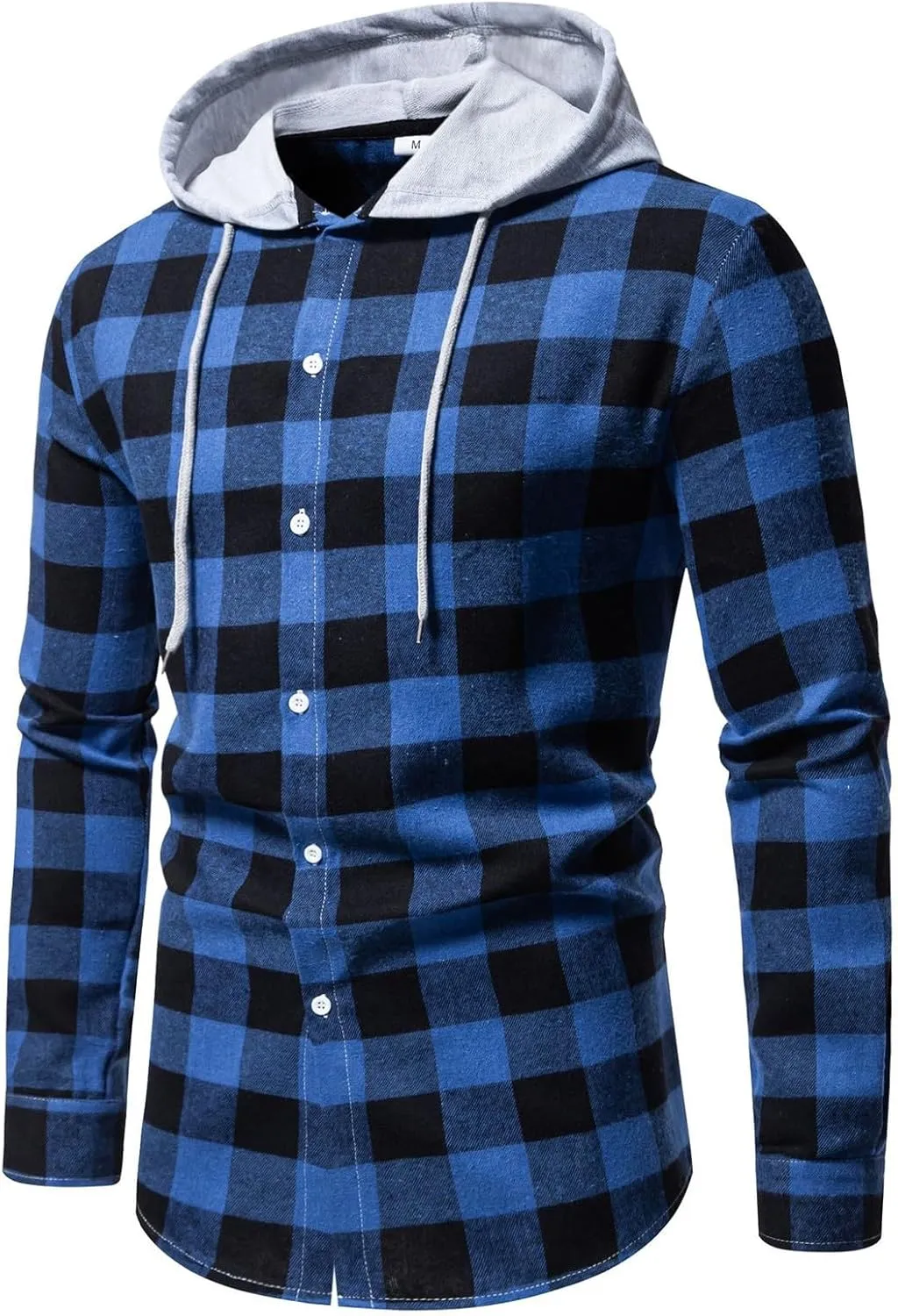 Mens Flannel Shirts Long Sleeve Plaid Lightweight Hooded Flannel Shirt Jacket Casual Button Down Fall Shacket