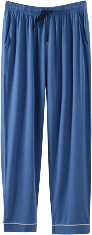 Men's Modal Sleepwear Pants Casual Home Solid Color Soft Comfy Lounge Pant Lightweight Loose Wide Leg Sleep Loung