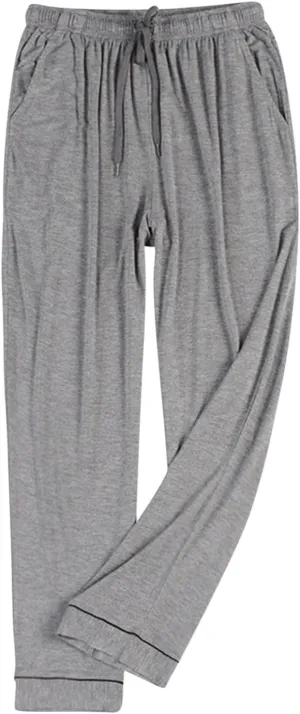 Men's Modal Sleepwear Pants Casual Home Solid Color Soft Comfy Lounge Pant Lightweight Loose Wide Leg Sleep Loung