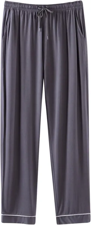 Men's Modal Sleepwear Pants Casual Home Solid Color Soft Comfy Lounge Pant Lightweight Loose Wide Leg Sleep Loung