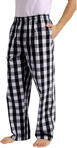 Mens Pajama Pants Flannel Plaid Pajama Bottom for Men Soft Elastic Waist Lounge Pants Comfy Nightwear Pjs Bottoms