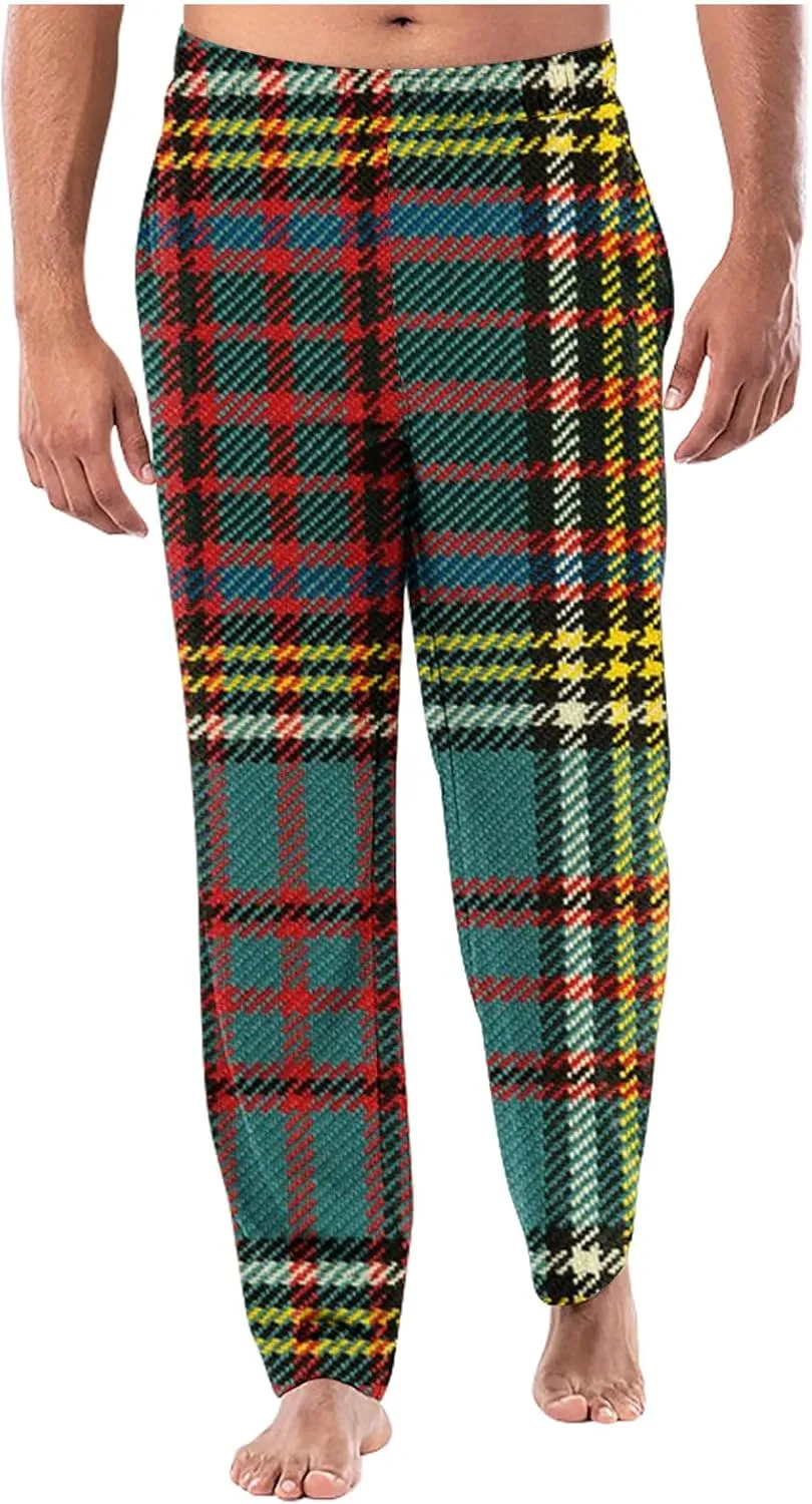 Mens Pajama Pants Soft Plaid Pajama Bottom for Men Flannel Elastic Waist Lounge Pants Comfy Nightwear Pjs Bottoms