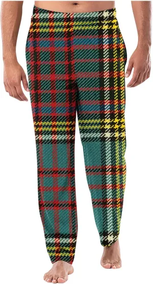 Mens Pajama Pants Soft Plaid Pajama Bottom for Men Flannel Elastic Waist Lounge Pants Comfy Nightwear Pjs Bottoms