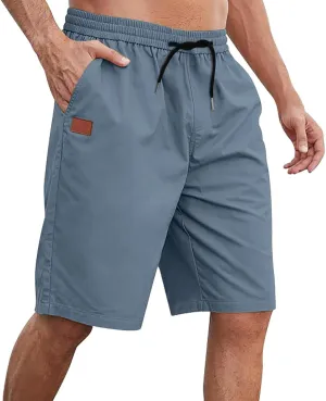 Men's Quick-Dry Cargo Shorts Drawstring Elastic Waist Summer Beach | Plus Size Lightweight Swim Trunks | Hiking Gym