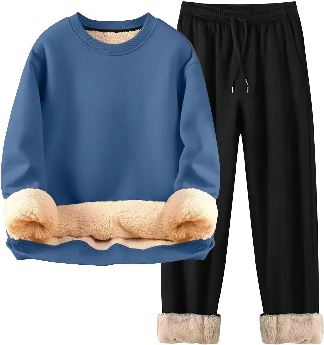 Men's Tracksuit Sherpa Fleece Lined Hoodie 2 Piece Athletic Sweatsuit Casual Fleece Sport Pant Suit Sets