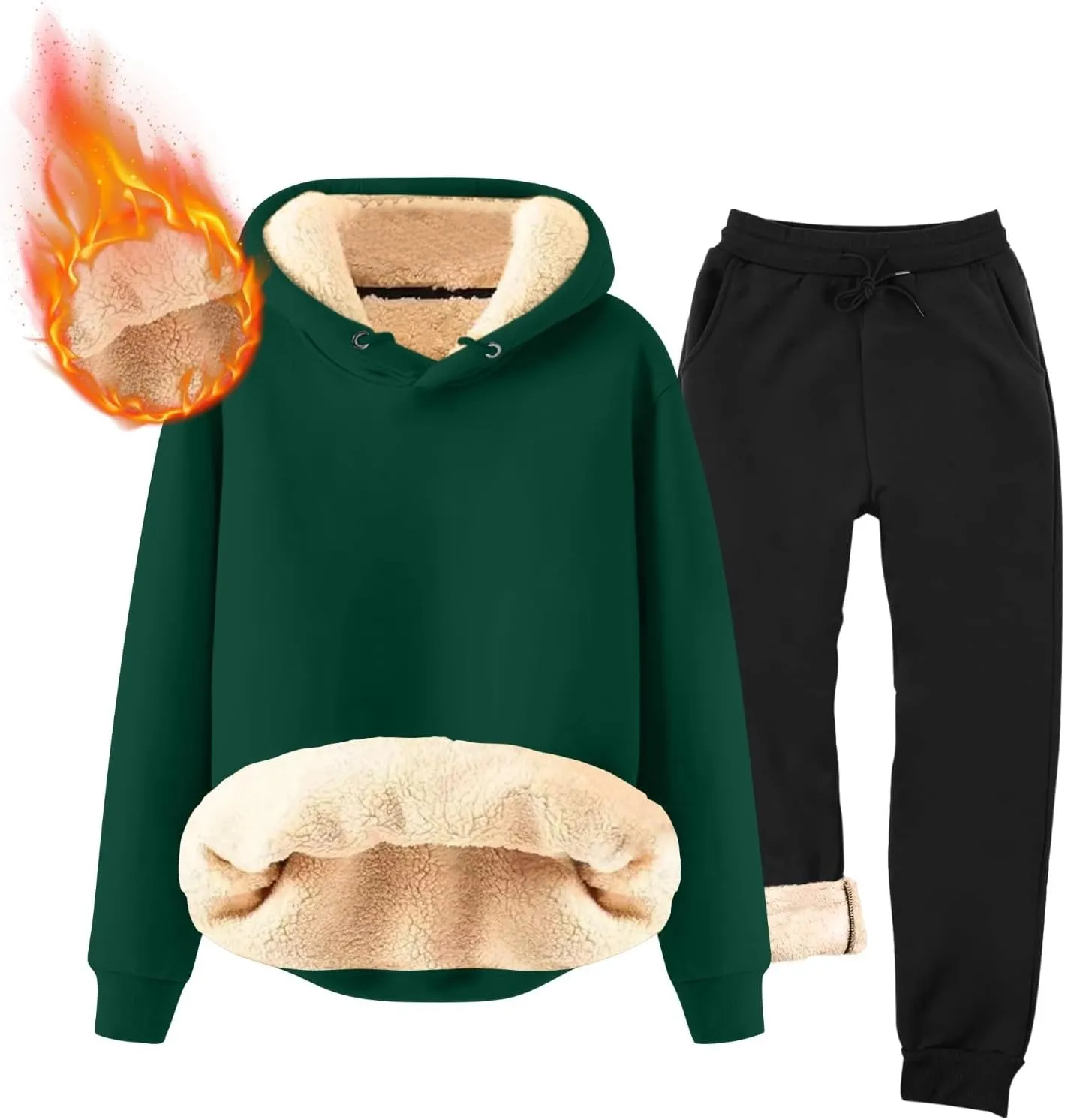Men's Tracksuits 2 Piece Long Sleeve Fleece Pullovers Sweatsuuit Sets Athletic Jogger Pants Suit Thermal Outfits
