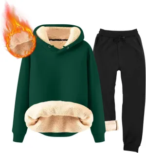 Men's Tracksuits 2 Piece Long Sleeve Fleece Pullovers Sweatsuuit Sets Athletic Jogger Pants Suit Thermal Outfits