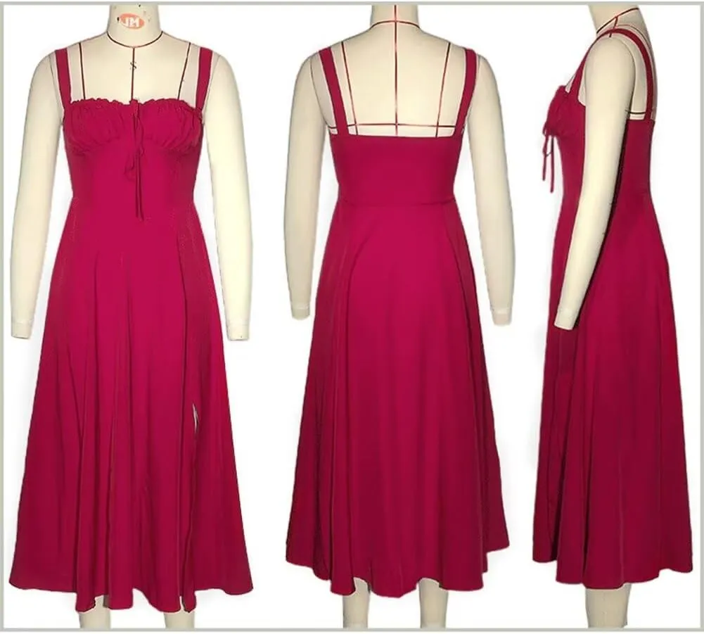 Midi Dresses for Women Tea Party Vacation Going Out Corset Flowy Cute A Line Casual Formal Long Satin Dress