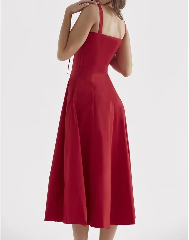 Midi Dresses for Women Tea Party Vacation Going Out Corset Flowy Cute A Line Casual Formal Long Satin Dress