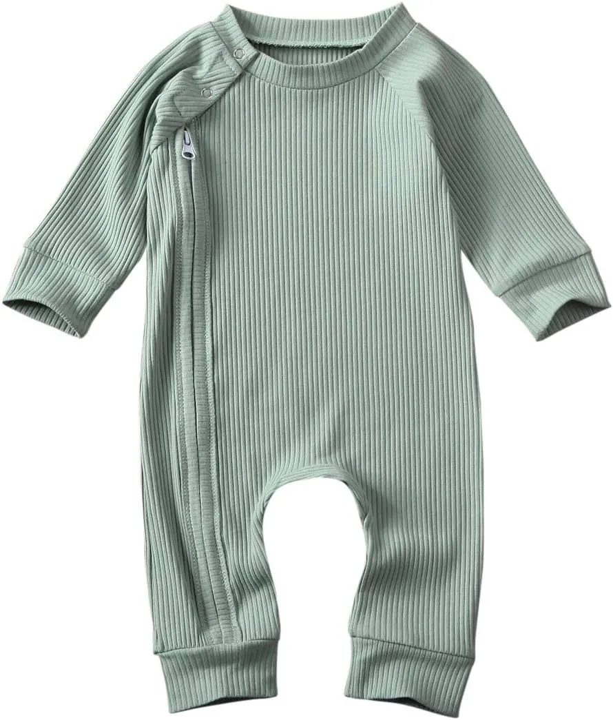 Newborn Baby Boy Girl One Piece Rompers Long Sleeve Organic Rompers Jumpsuits Pajamas Sleeper Overall Toddler Clothes