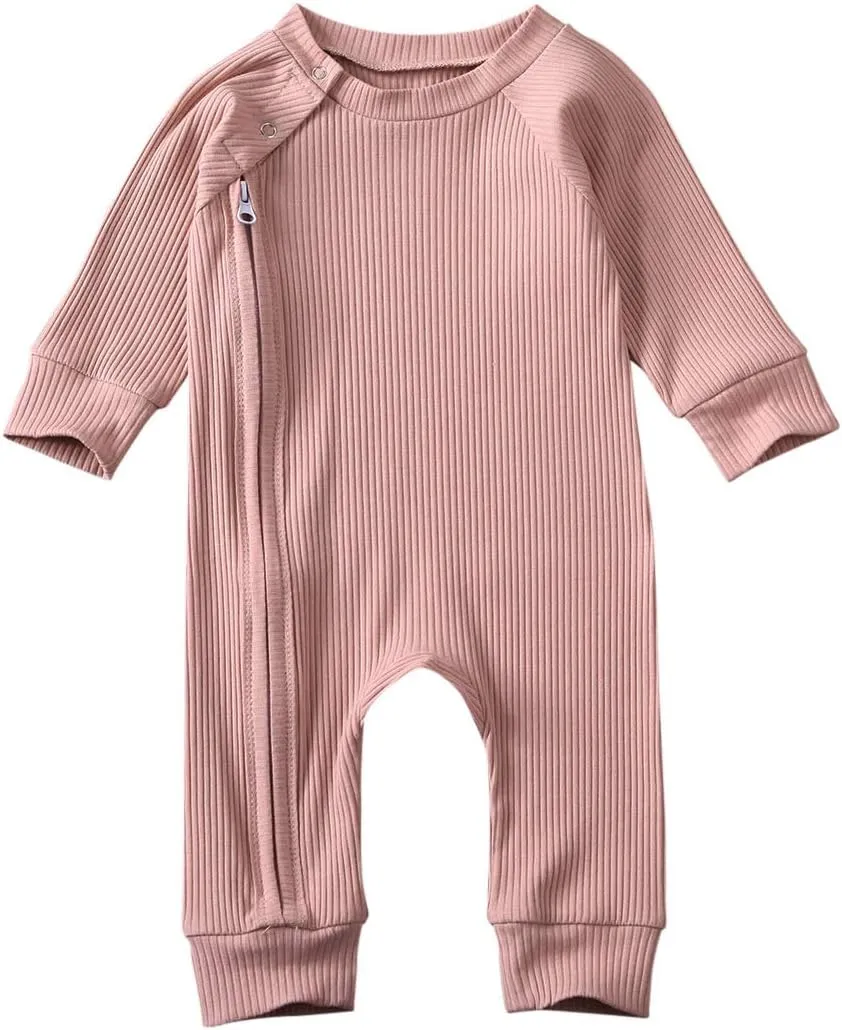 Newborn Baby Boy Girl One Piece Rompers Long Sleeve Organic Rompers Jumpsuits Pajamas Sleeper Overall Toddler Clothes