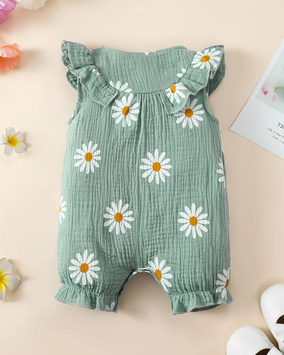 Newborn Baby Girl Clothes Romper Summer Outfits Infant Floral Short Sleeve Romper Jumpsuit Bodysuit