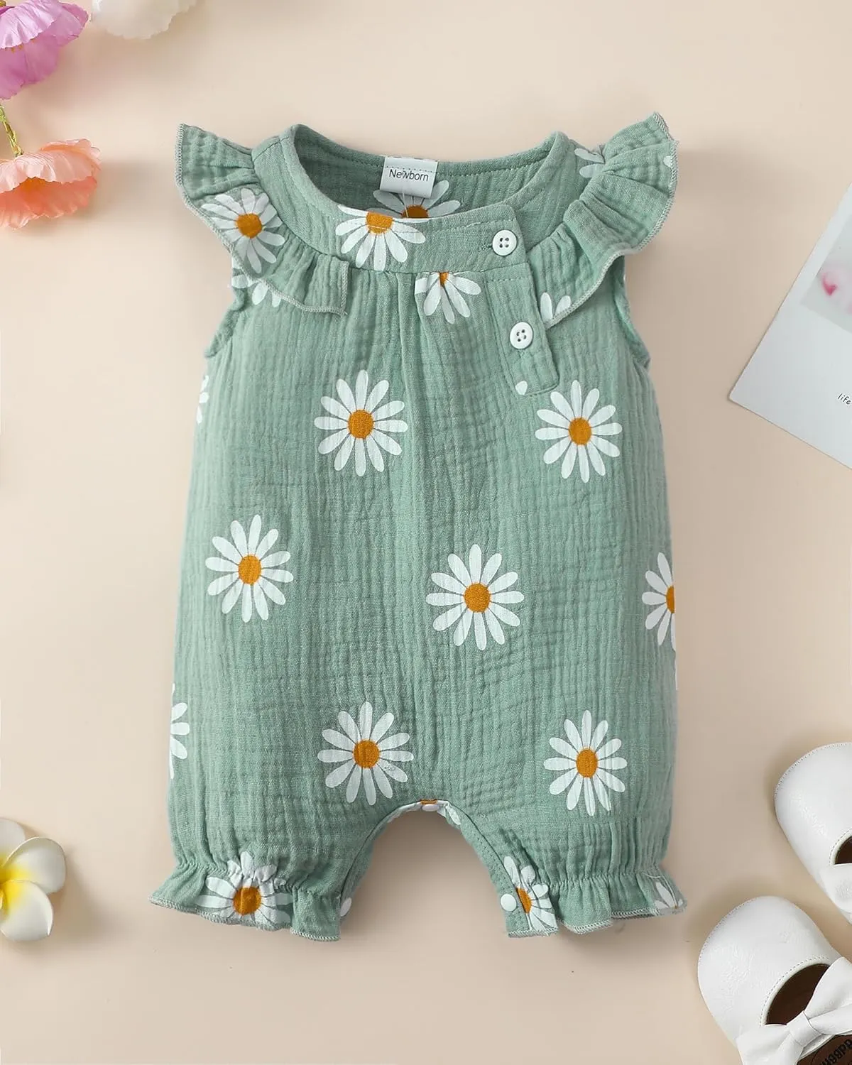 Newborn Baby Girl Clothes Romper Summer Outfits Infant Floral Short Sleeve Romper Jumpsuit Bodysuit