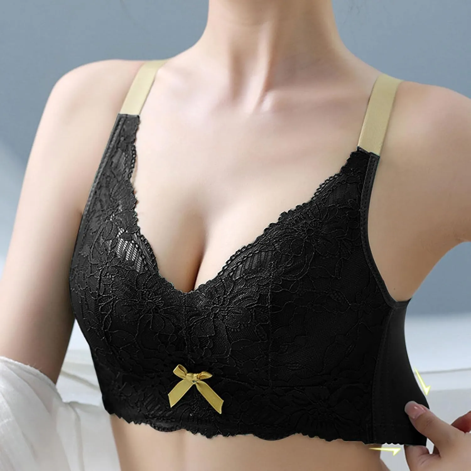 No Wire Bras for Women Full Coverage Adjustable Lace Supportive Lightly Underwear Unpadded Shaper Wireless Brassiere