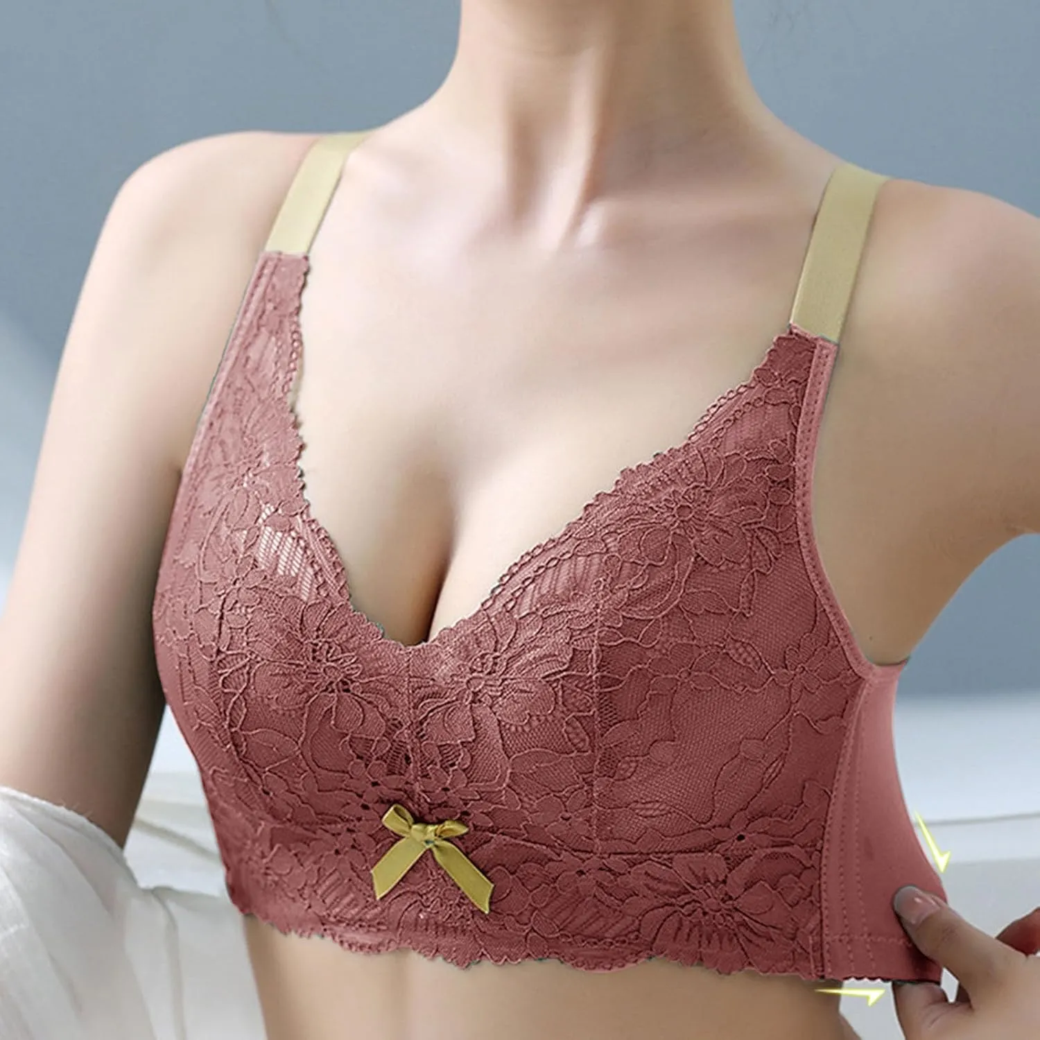 No Wire Bras for Women Full Coverage Adjustable Lace Supportive Lightly Underwear Unpadded Shaper Wireless Brassiere