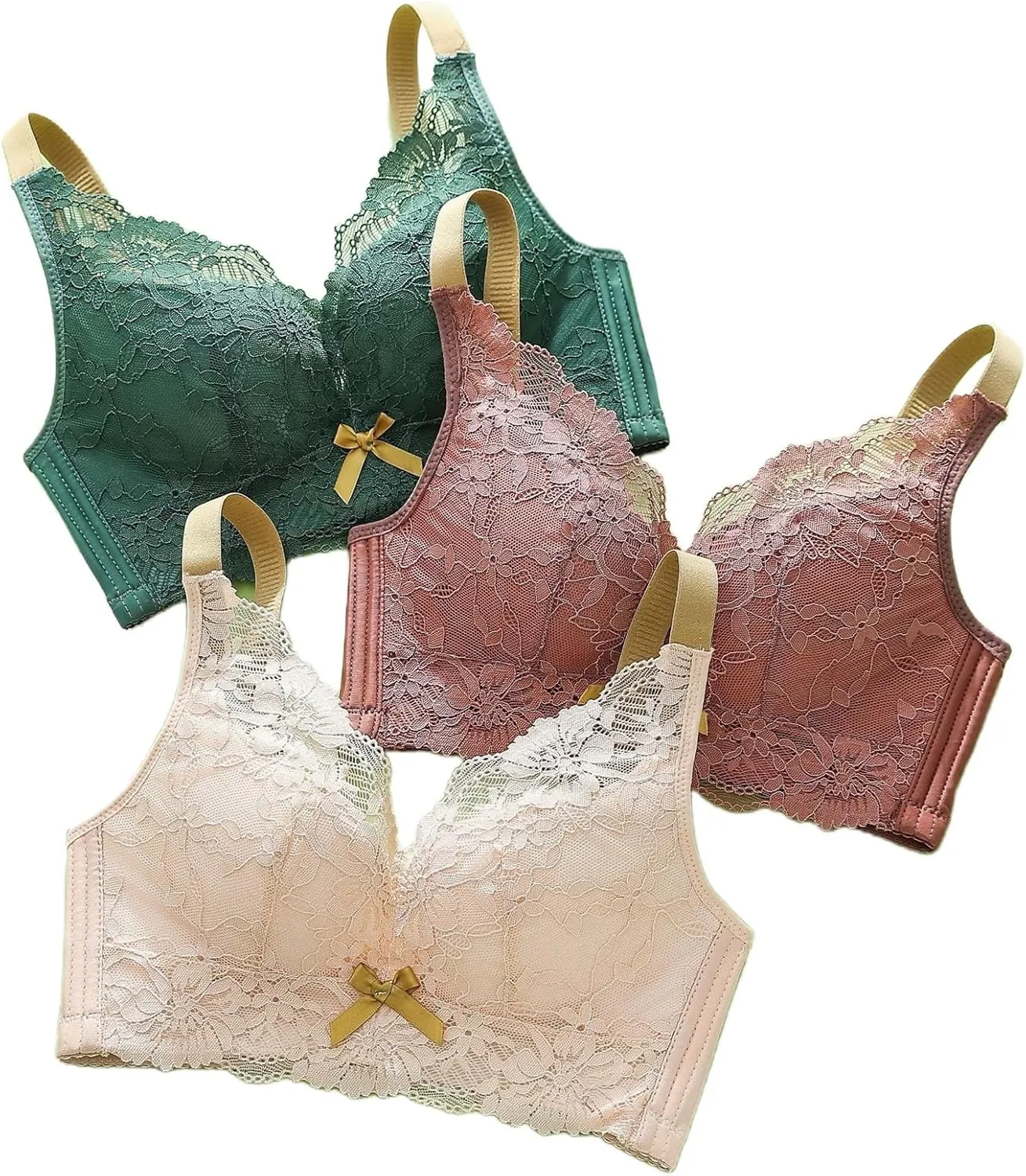 No Wire Bras for Women Full Coverage Adjustable Lace Supportive Lightly Underwear Unpadded Shaper Wireless Brassiere