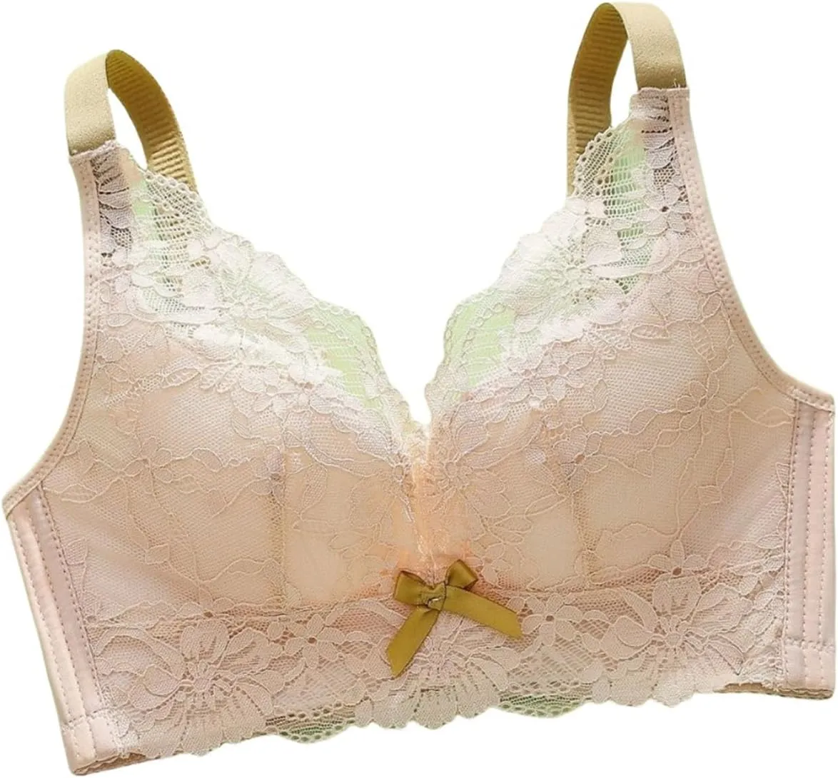 No Wire Bras for Women Full Coverage Adjustable Lace Supportive Lightly Underwear Unpadded Shaper Wireless Brassiere
