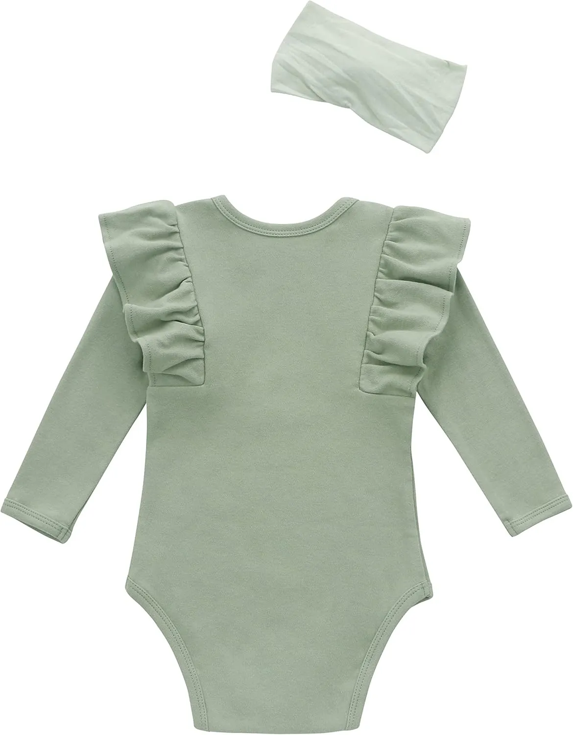 O2 BABY Organic Cotton Baby Girls Romper Bodysuit Jumpsuit with Headband Outfit