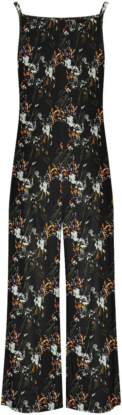 One Piece Jumpsuits for Women Overalls 2025 Spring Summer Rompers Vintage Boho Floral Adjustable Straps Wide Leg Jumpsuits