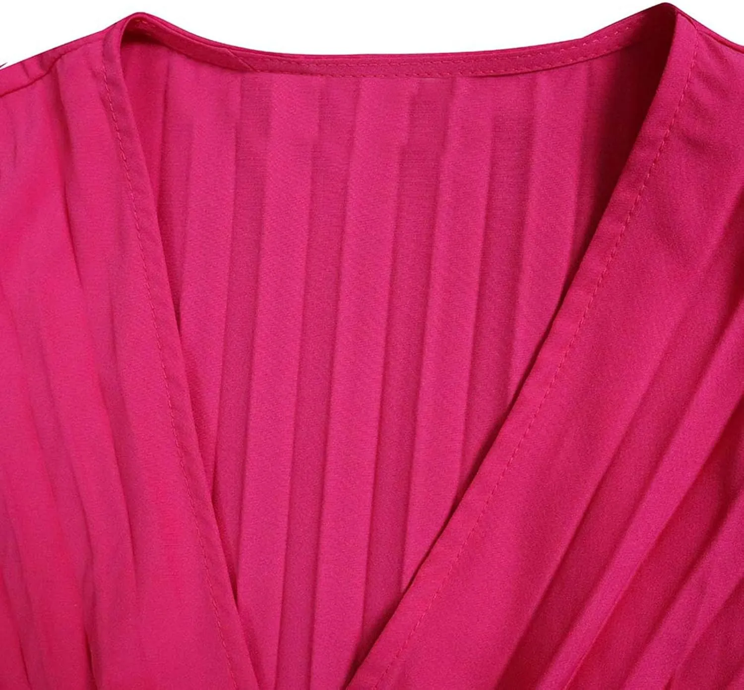 Oplxuo Plus Size Jumpsuit for Women Sexy Deep V-Neck Long Sleeve Pleated Wide Leg Jumpsuits Tie Waist Party Formal Romper