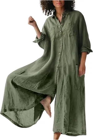 Oplxuo Womens Plus Size Loose Jumpsuit Cotton Linen Square Neck Cap Sleeve Casual Oversized Baggy Rompers Wide Leg Long Pants