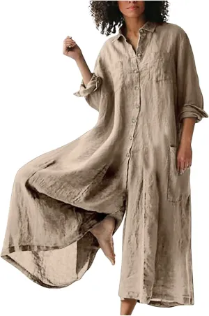 Oplxuo Womens Plus Size Loose Jumpsuit Cotton Linen Square Neck Cap Sleeve Casual Oversized Baggy Rompers Wide Leg Long Pants