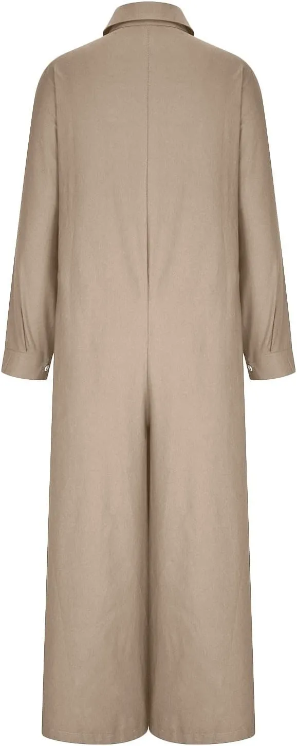 Oplxuo Womens Plus Size Loose Jumpsuit Cotton Linen Square Neck Cap Sleeve Casual Oversized Baggy Rompers Wide Leg Long Pants