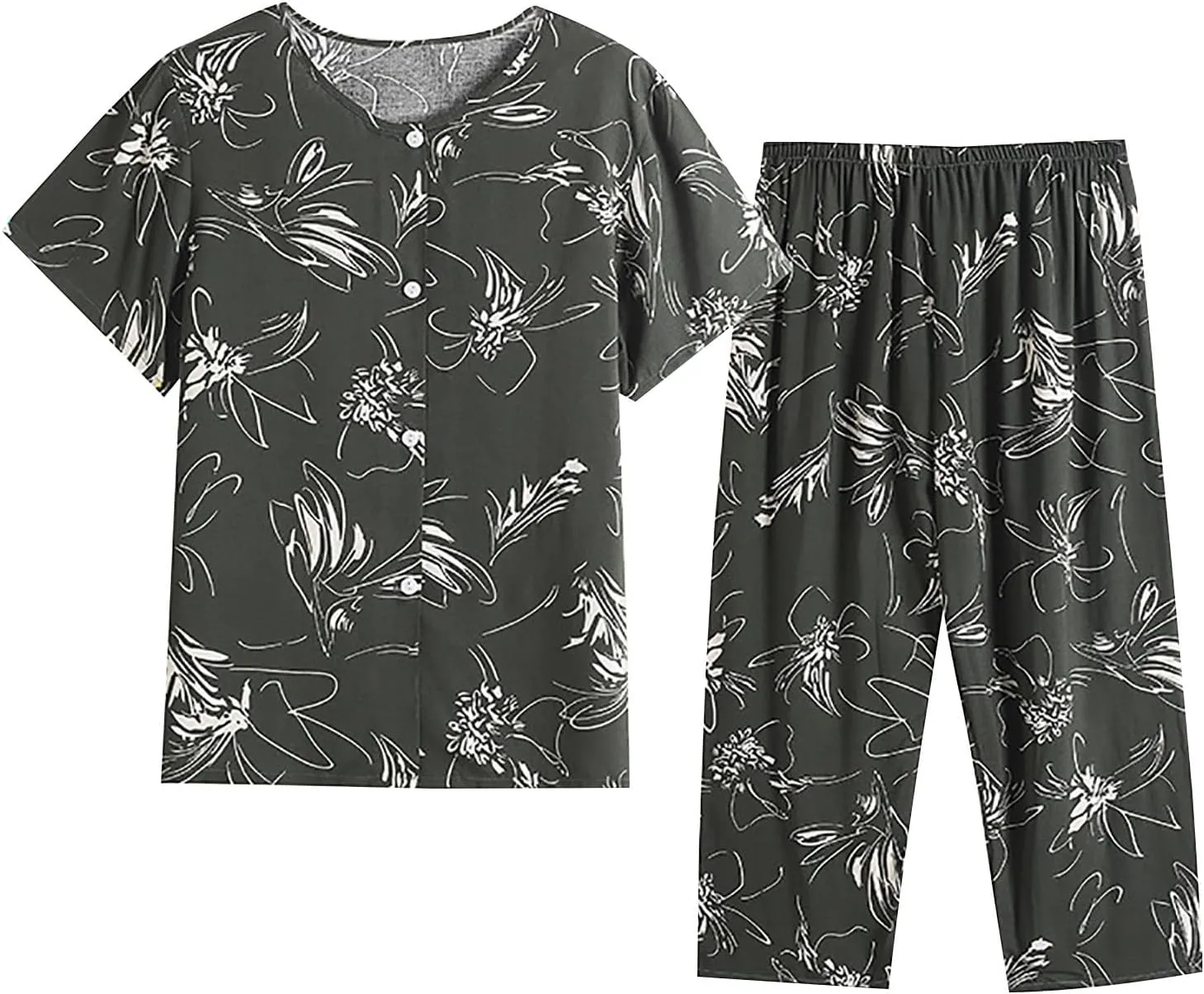 Pajama Sets for Women 3 Piece Organic Cotton Pajamas for Women Teacher Pajamas for School Pijama De Cuadros para Mujer Soft Pj Set 2 Piece Button Down Set for Women Two Piece Pajama Set