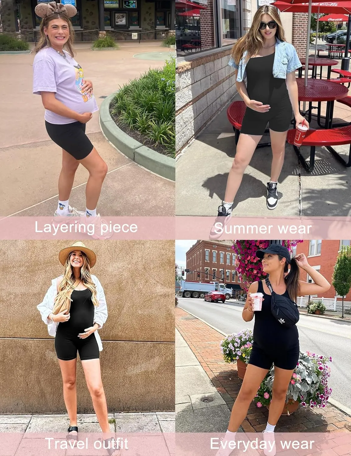 Peauty Buttery Soft Maternity Bodysuit Romper - Slim Fit Scoop Neck One Piece Shorts Jumpsuit for Casual Wear