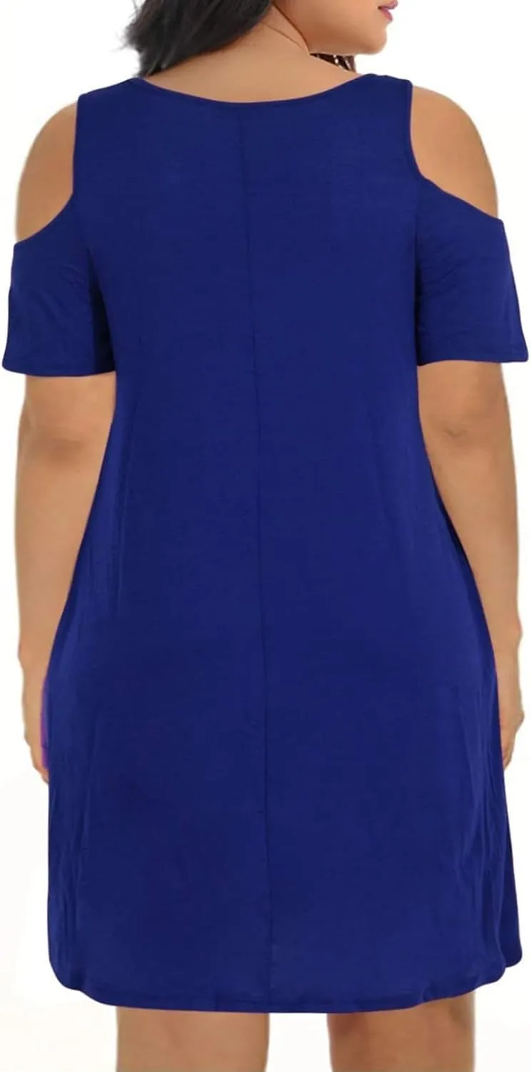 Plus Size Dresses for Curvy Women 2025 Summer Casual Short Sleeve Tshirt Midi Dress with Pockets Beach Vacation Dress