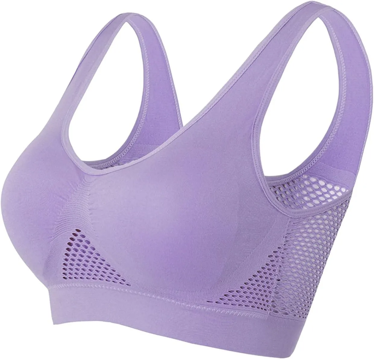 Plus Size Sports Bras for Women Push Up Seamless Bras Comfy Breathable Full Coverage Tank Tops Bralettes Yoga Workout