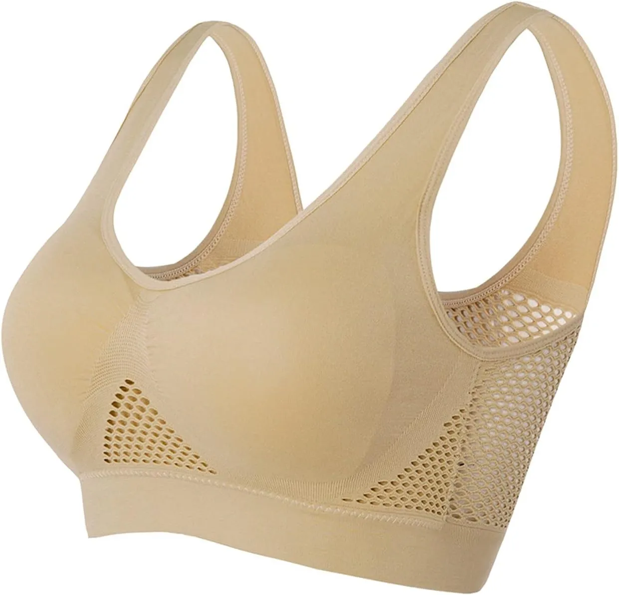 Plus Size Sports Bras for Women Push Up Seamless Bras Comfy Breathable Full Coverage Tank Tops Bralettes Yoga Workout
