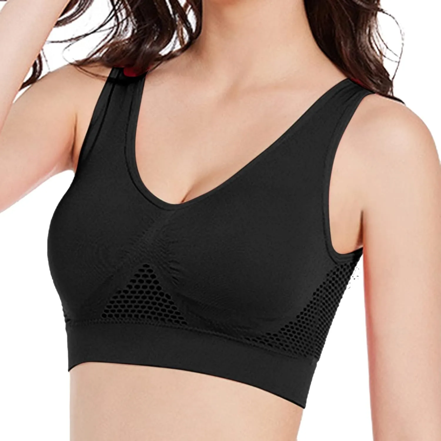 Plus Size Sports Bras for Women Push Up Seamless Bras Comfy Breathable Full Coverage Tank Tops Bralettes Yoga Workout