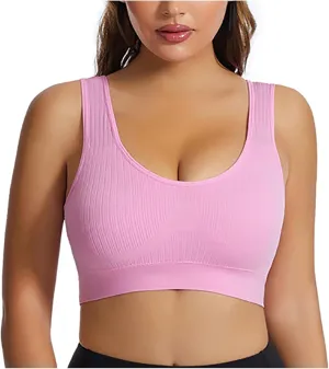 Plus Size Sports Tanks Bras Women's Seamless Push Up Brasieres U-Shaped Back Support Bra Workout Fitness Crop Tank Tops