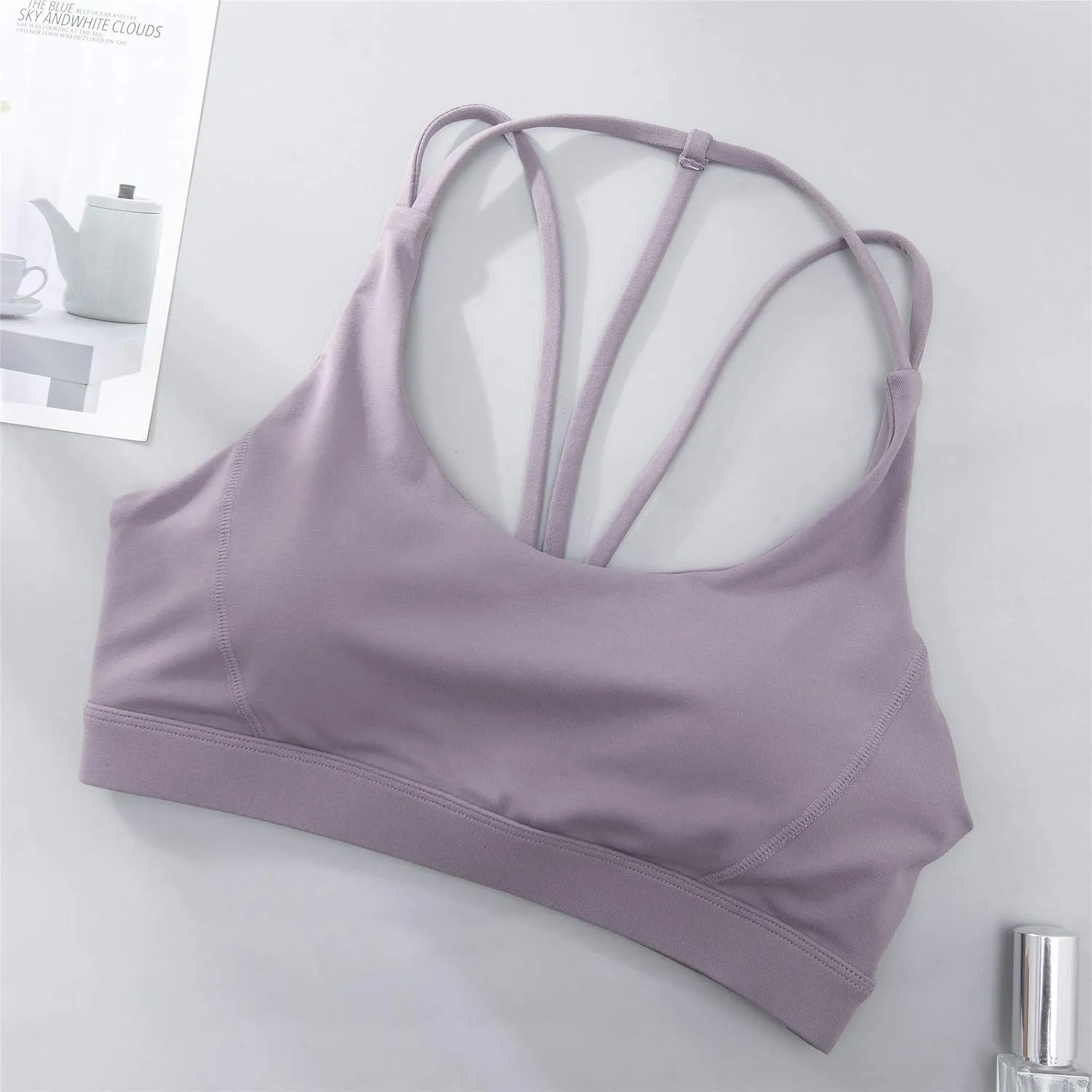 Plus Sports Bra for Women Double Strap U Neck Quick Dry Bras Soft Smooth Scoop Neck Running Seamless Bra