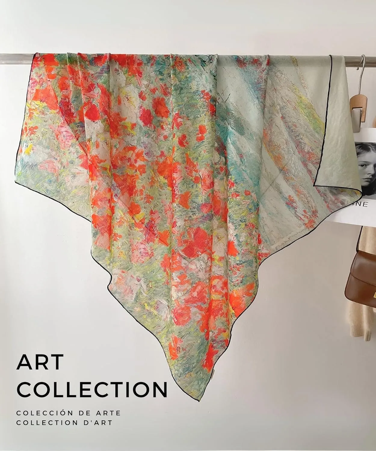 PoeticEHome 100% Cashmere Scarf Wrap – Ultra Soft Large Square Shawl for Women, Artistic Painting Design | Luxury Gift Box