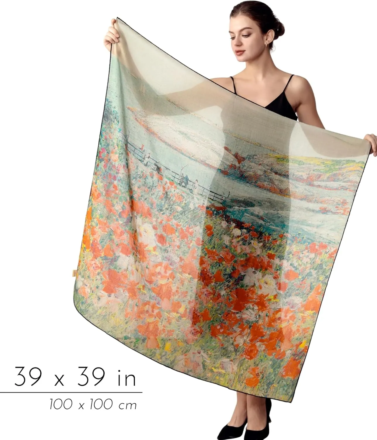 PoeticEHome 100% Cashmere Scarf Wrap – Ultra Soft Large Square Shawl for Women, Artistic Painting Design | Luxury Gift Box