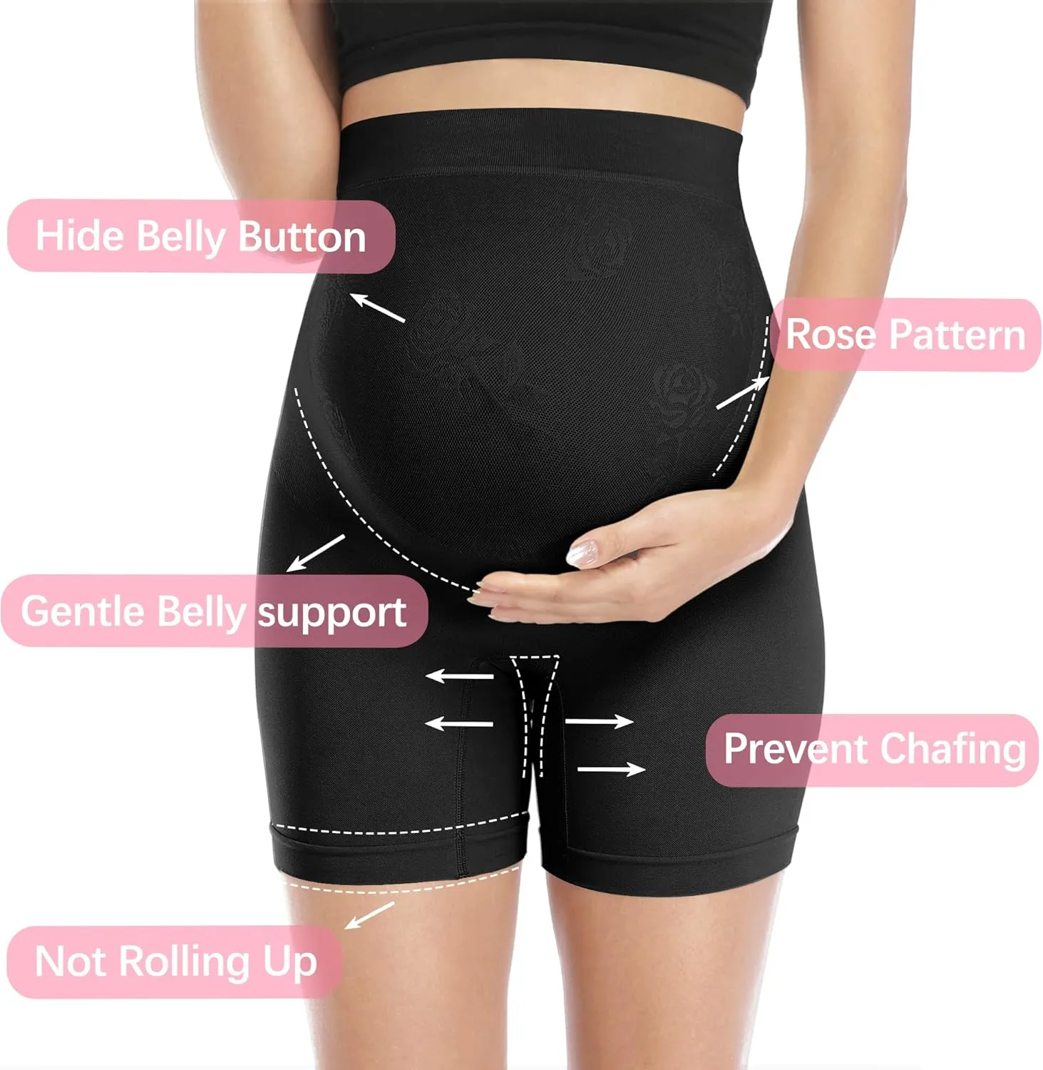 POSHGLAM Women's Maternity Shapewear Seamless Pregnancy Underwear Belly Support High Waist Mid-Thigh Panties Shorts