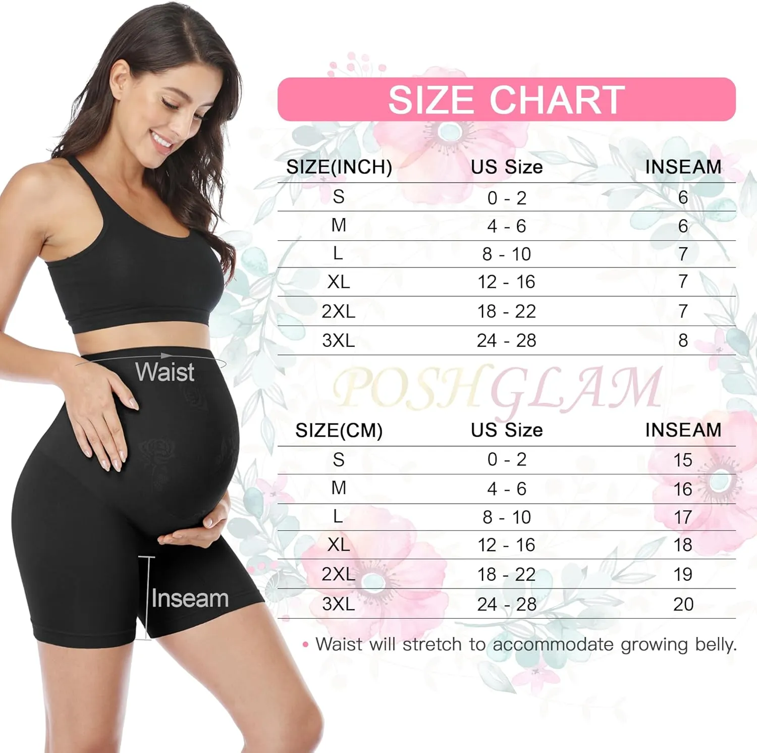 POSHGLAM Women's Maternity Shapewear Seamless Pregnancy Underwear Belly Support High Waist Mid-Thigh Panties Shorts