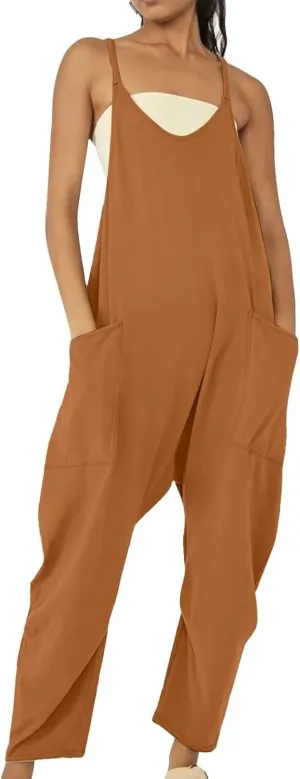 Pregnancy Jumpsuits for Women Maternity Jumper Sleeveless Harem Overalls Stretchy Adjustable Strap Romper with Pocket