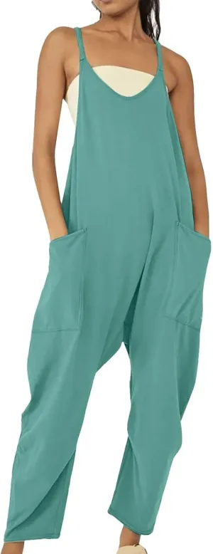 Pregnancy Jumpsuits for Women Maternity Jumper Sleeveless Harem Overalls Stretchy Adjustable Strap Romper with Pocket