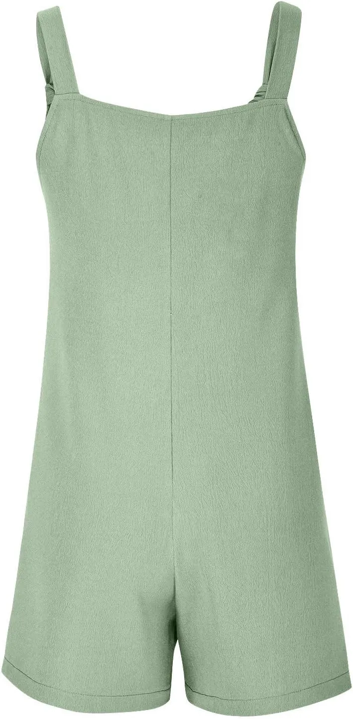 Rompers for Women 2025 Summer Sleeveless Jumpsuits Casual Loose Fit Adjustable Strap Shorts Overalls with Pockets