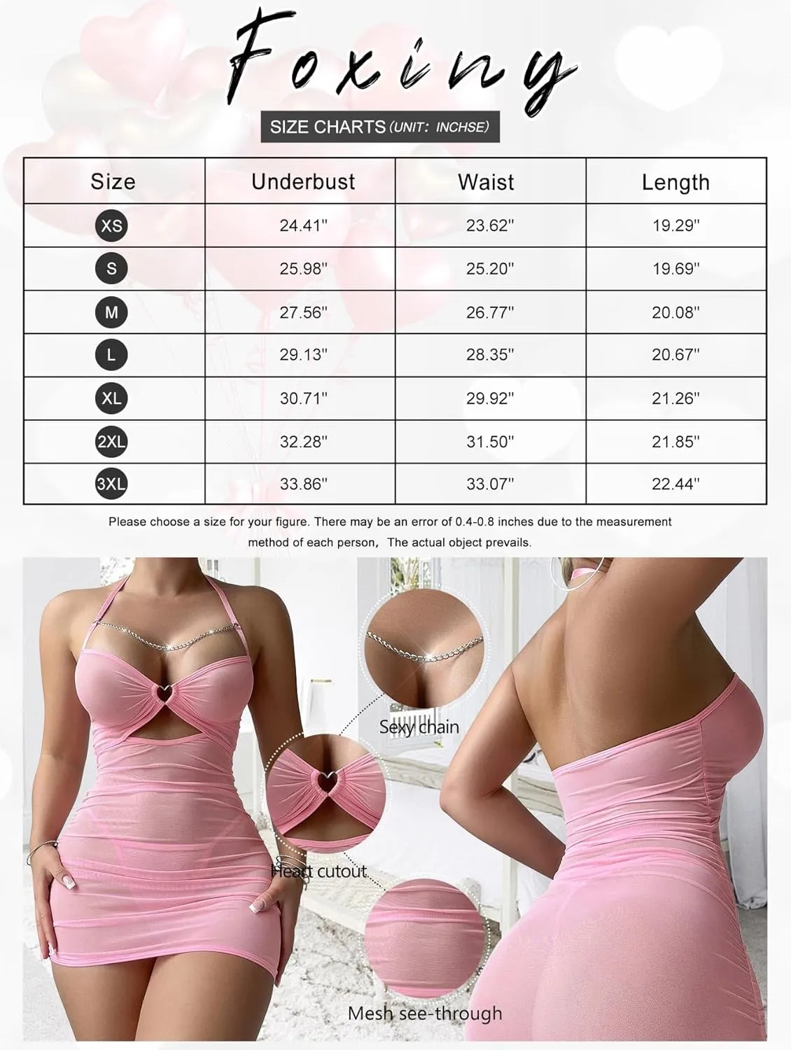 Sexy Chain Sheer Mesh Ruched Bodycon Mini Night Out Club Dress with Thong 2 Piece Outfits