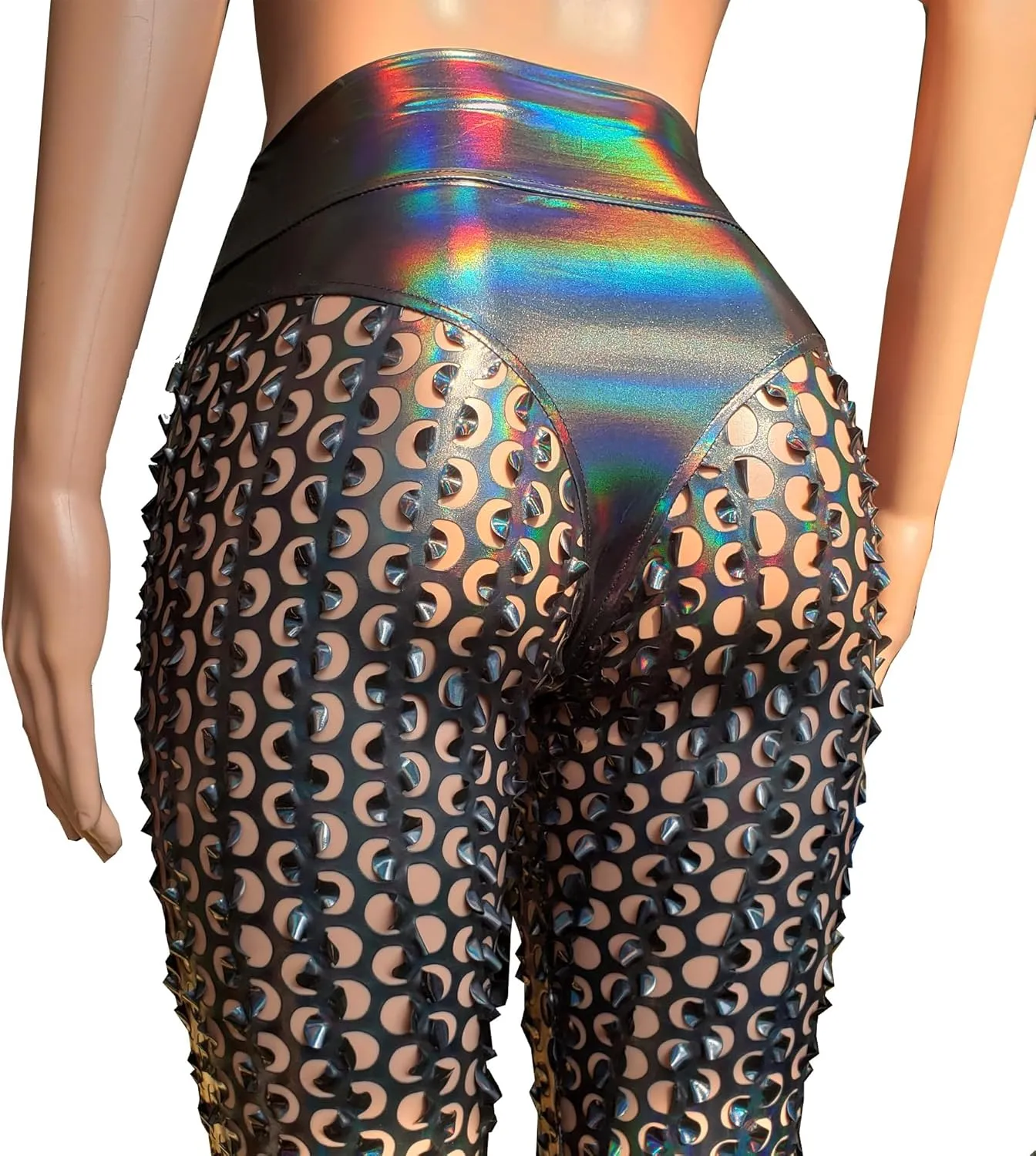 Sexy Rave Outfits for Women Music Festival Outfits Holographic High Waist Butt Lifting Thong Leggings