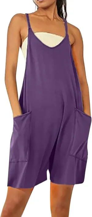 SHAOBGE Womens Jumpsuits Casual Summer Onesie Rompers Sleeveless Loose Baggy Overalls Jumpers with Pockets 2024 Clothes
