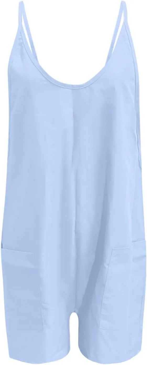 SHAOBGE Womens Jumpsuits Casual Summer Onesie Rompers Sleeveless Loose Baggy Overalls Jumpers with Pockets 2024 Clothes