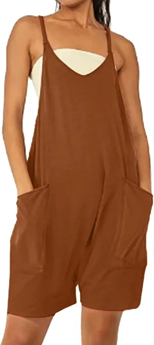 SHAOBGE Womens Jumpsuits Casual Summer Onesie Rompers Sleeveless Loose Baggy Overalls Jumpers with Pockets 2024 Clothes